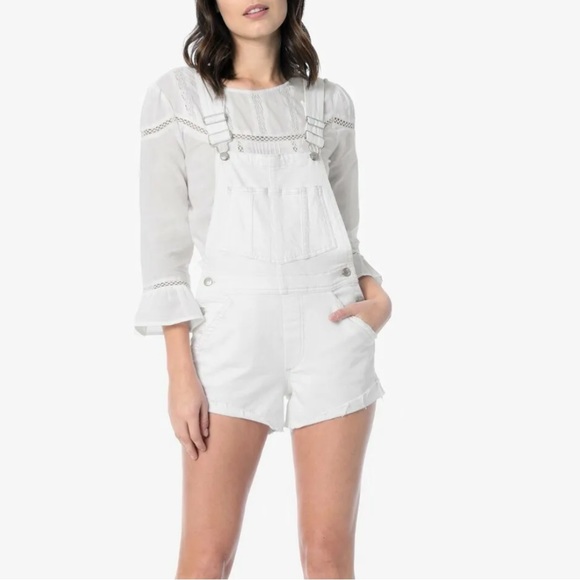 JOE’S Nicky off white shorts stretchy jean overalls - Picture 2 of 14